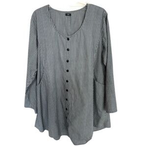 Tulip Clothing Ivy Jacket in Grey Black Ticking Stripe-Size Large